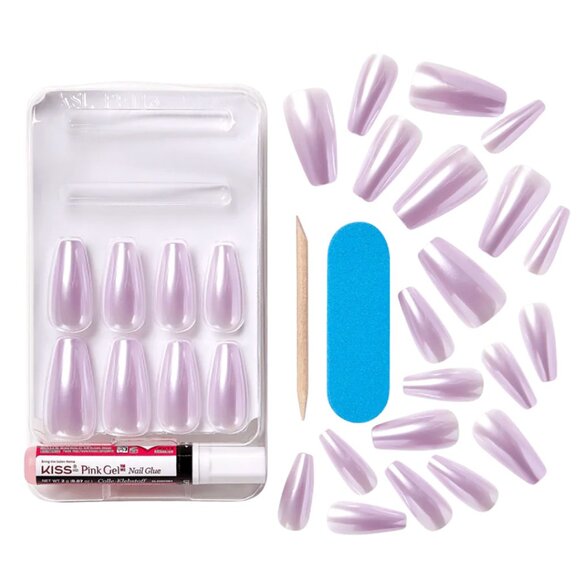 Kiss Glazed Donut Light Purple Nails Long Length - Picture 4 of 6